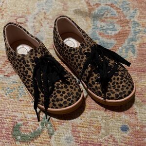 Leopard Print Sneakers with Black Laces and Velcro closure